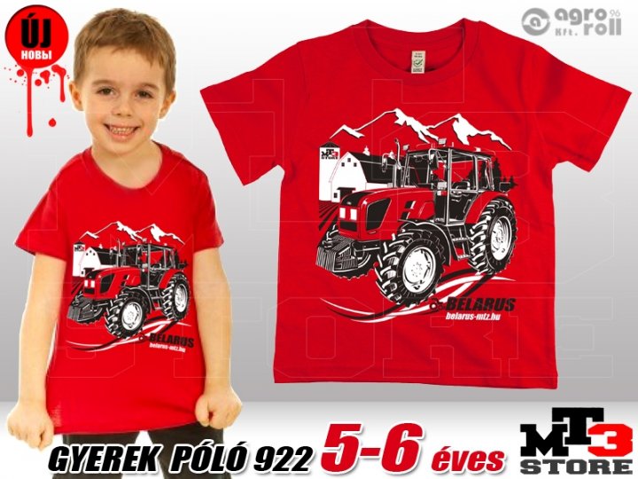 Belarus-MTZ KID 922 Gyerek Póló -piros- (5-6 éves/110 - 116 cm)