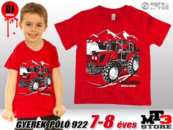 Belarus-MTZ KID 922 Gyerek Póló -piros- (7-8 éves/122 - 128 cm)