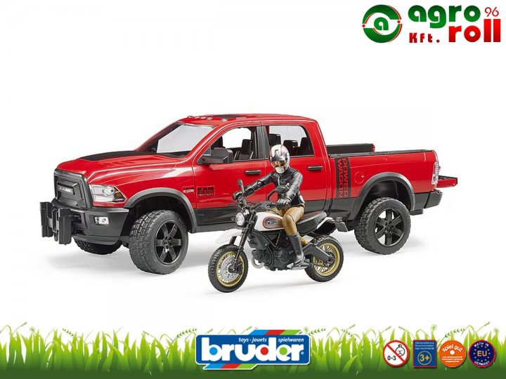 Dodge RAM 2500 Power Wagon terepjáró és Ducatti motorkerékpár - BRUDER 
