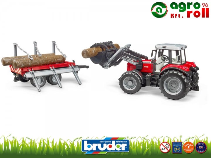 Massey Ferguson homlokrakodóval + pótkocsi - BRUDER