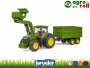 John Deere 7R 350 homlokrakodóval és pótkocsival - BRUDER